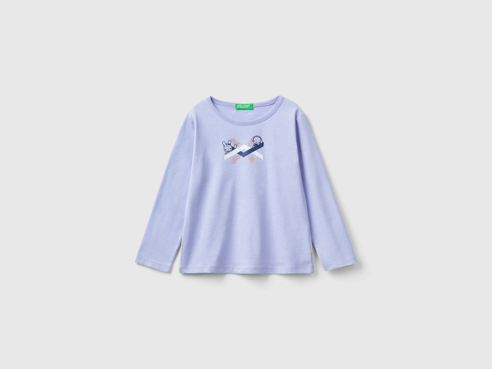 Maglietta regular fit in cotone bio da bimba lilla | Benetton Outlet