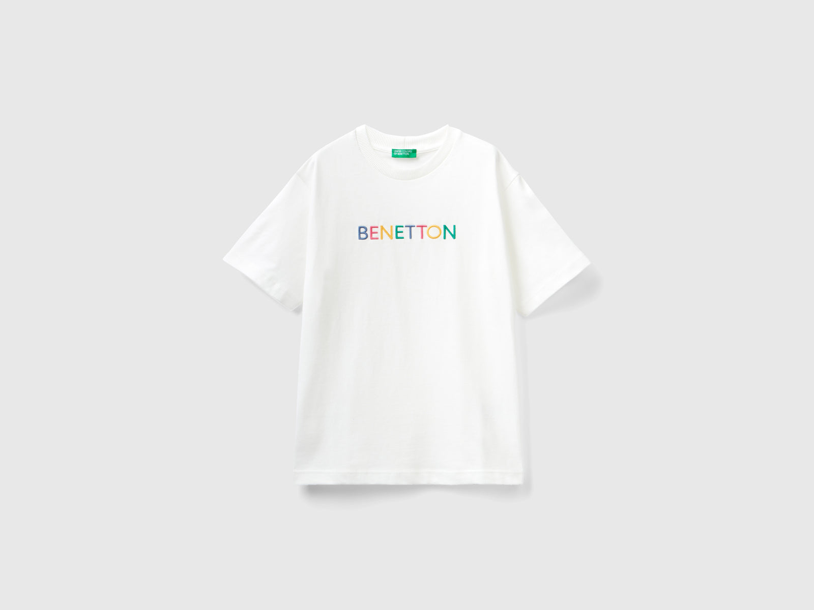 Maglietta con ricamo logo da bambino bianco | Benetton Outlet