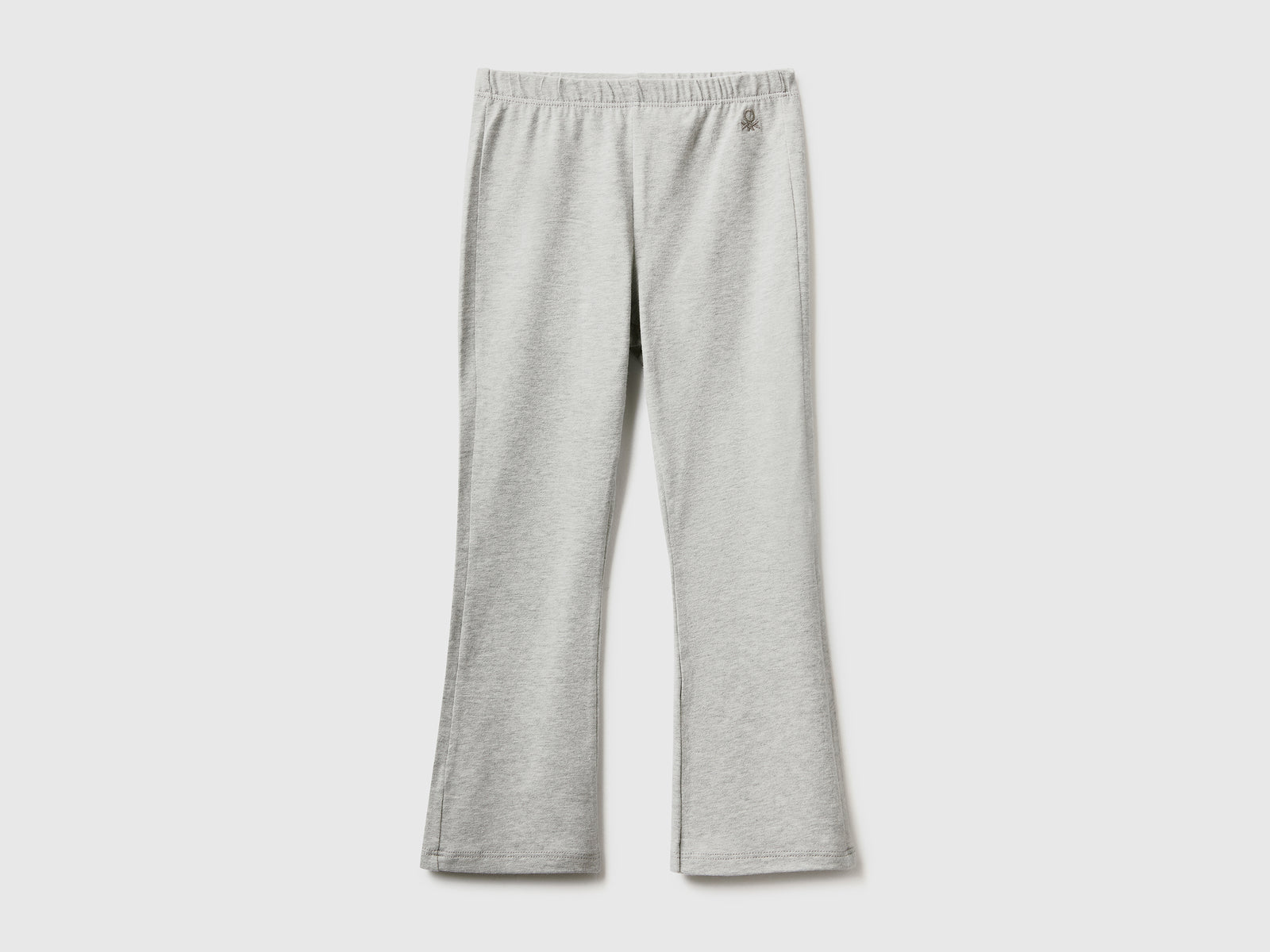 Leggings a zampa in cotone stretch da bimba grigio chiaro | Benetton Outlet