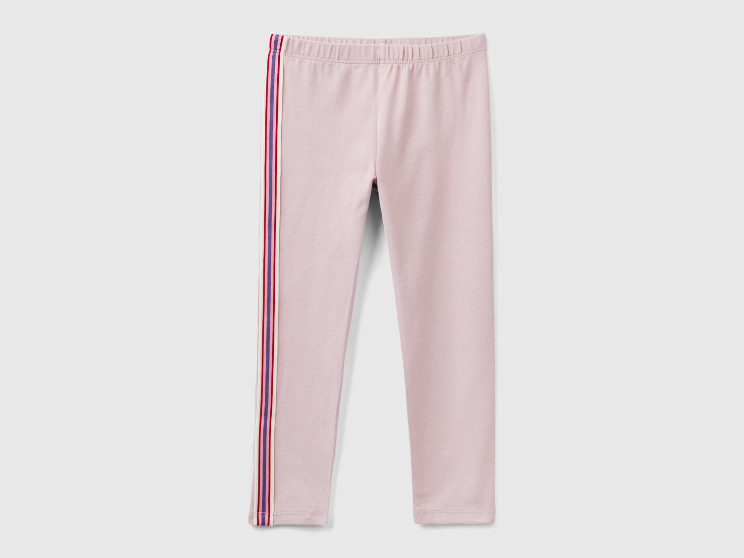Leggings con banda a righe da bimba rosa | Benetton Outlet