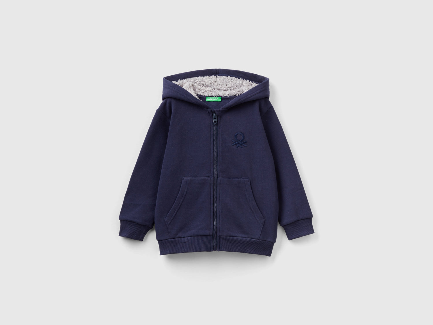 Felpa con cappuccio foderato da bimbo blu scuro | Benetton Outlet