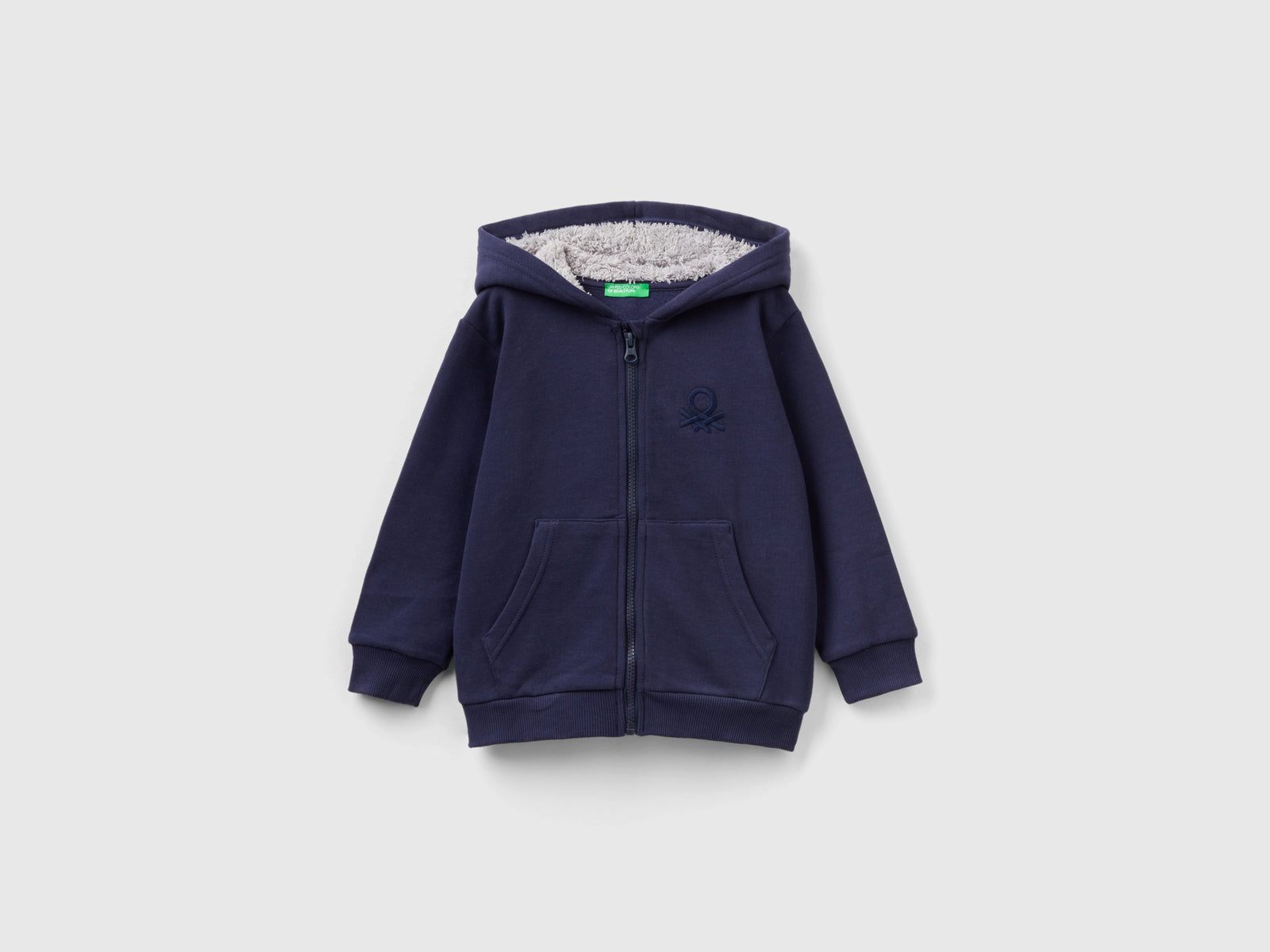 Felpa con cappuccio foderato da bimbo blu scuro | Benetton Outlet