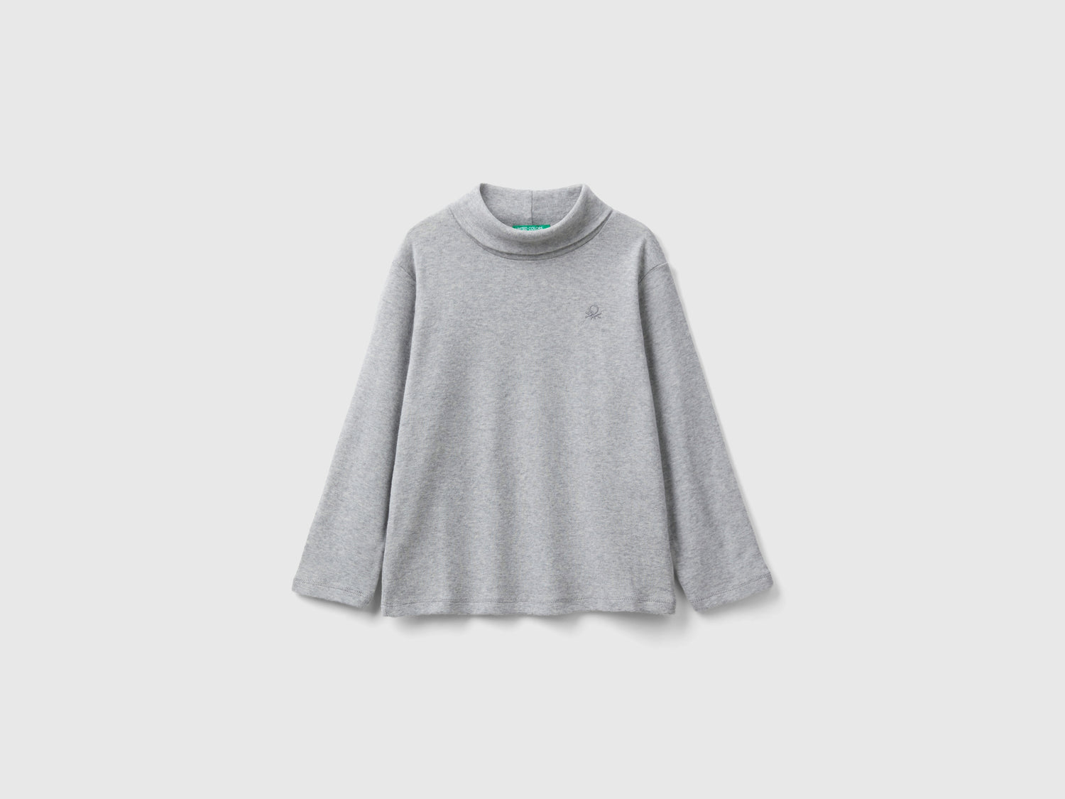 T-shirt lupetto in caldo cotone bio da bimbo grigio chiaro | Benetton Outlet
