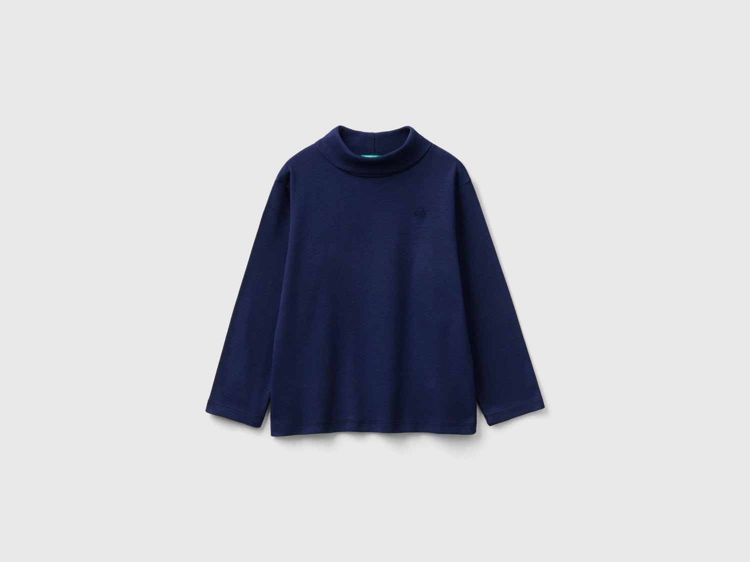 T-shirt lupetto in caldo cotone bio da bimbo blu scuro | Benetton Outlet