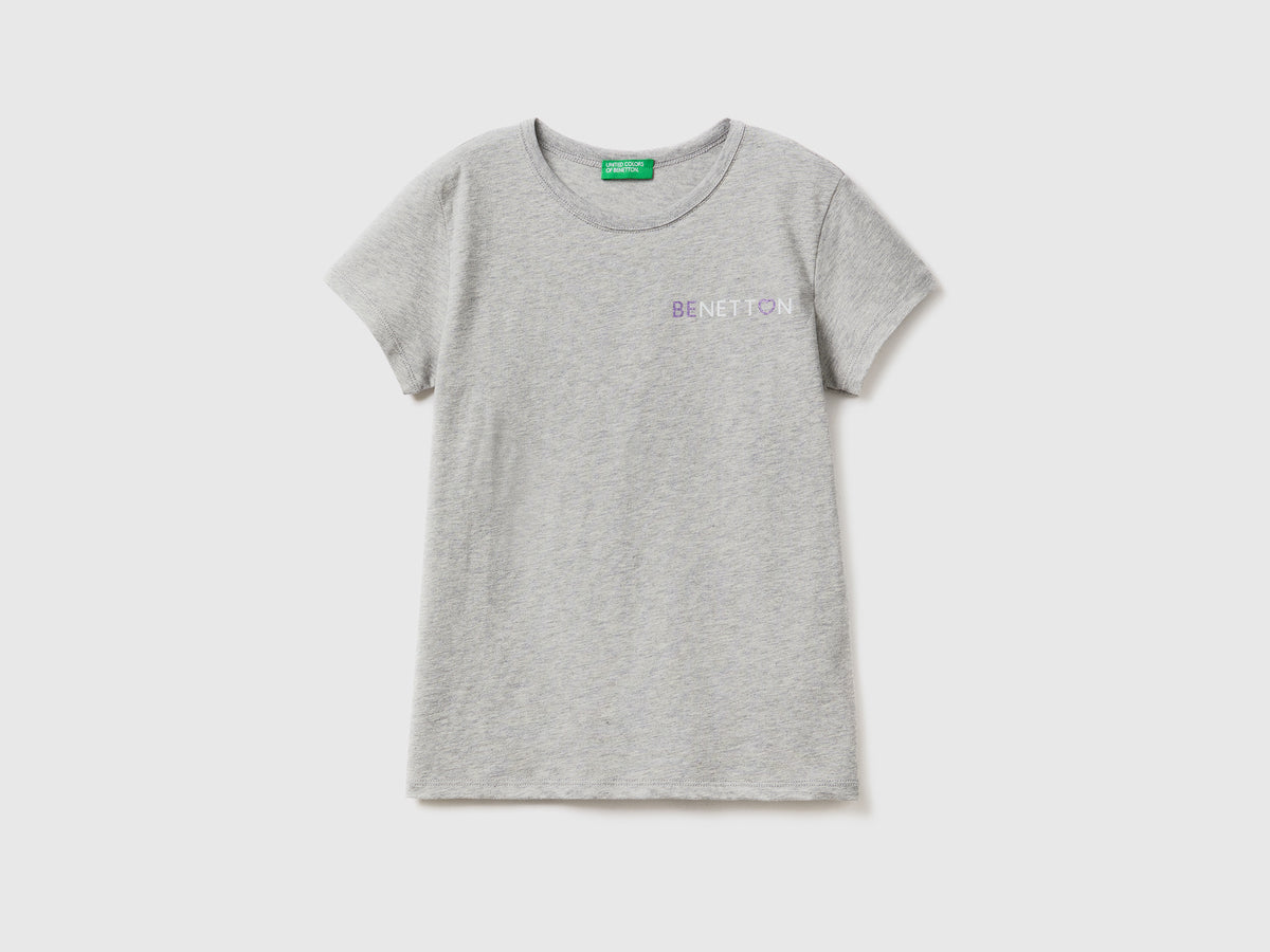 T-shirt con logo glitter in cotone bio