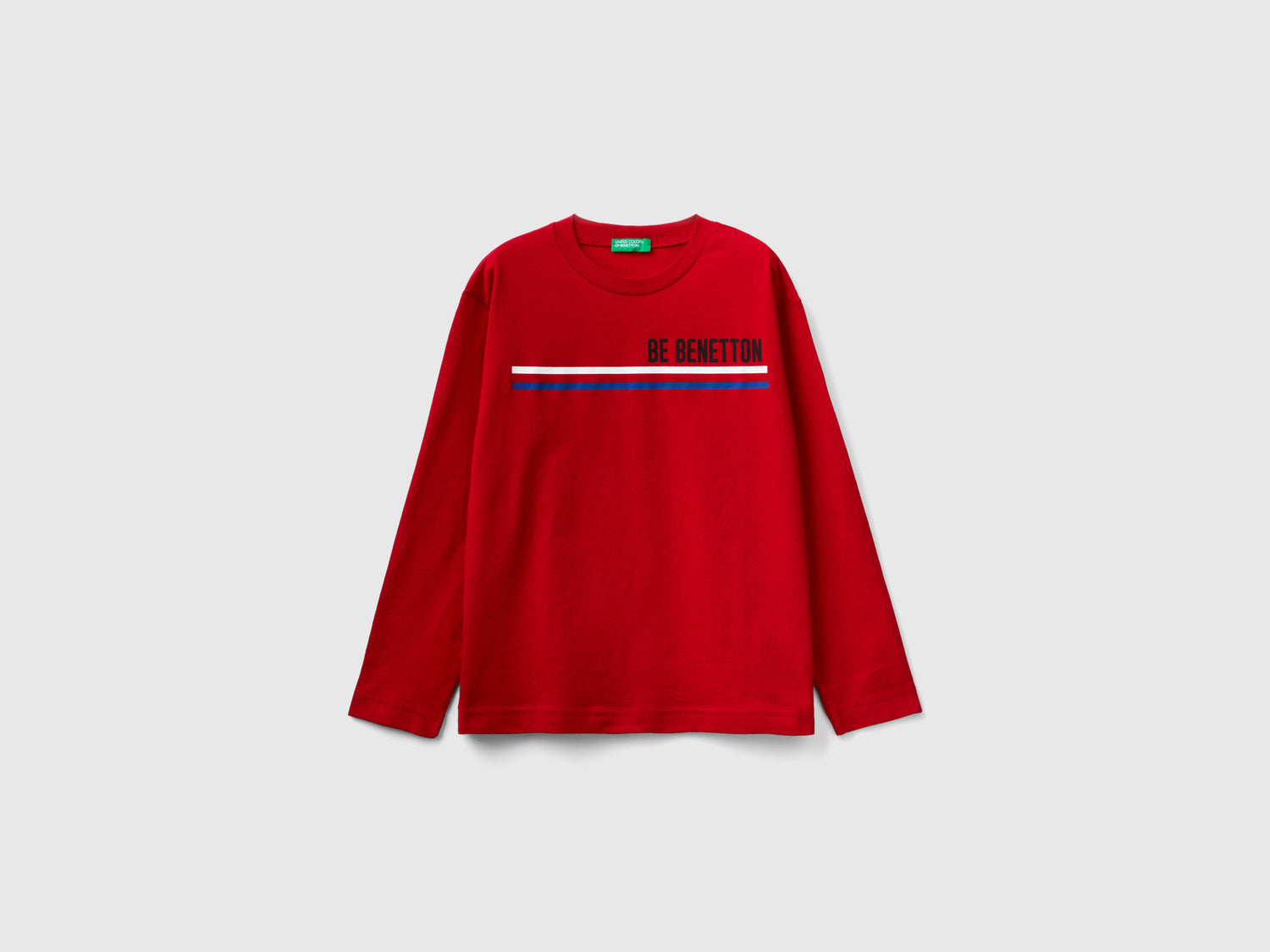 Long-sleeved organic cotton T-shirt da bambino rosso | Benetton Outlet