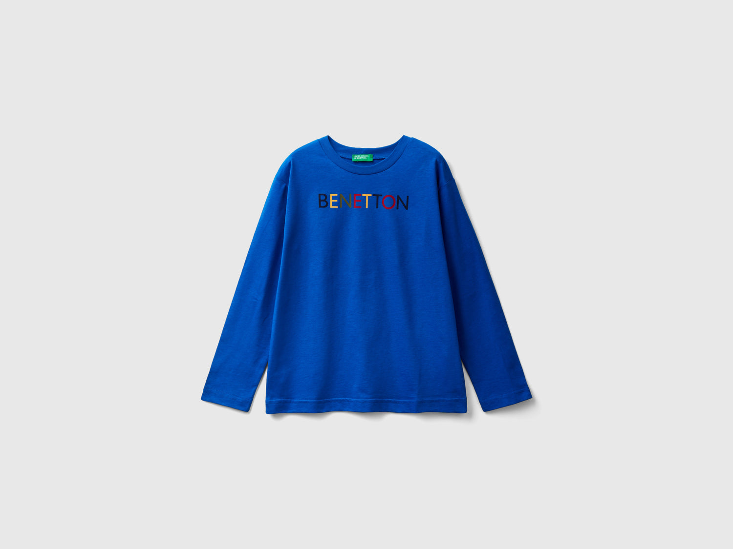 T-shirt manica lunga in cotone bio da bambino bluette | Benetton Outlet