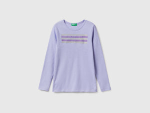 T-shirt manica lunga con stampa glitter