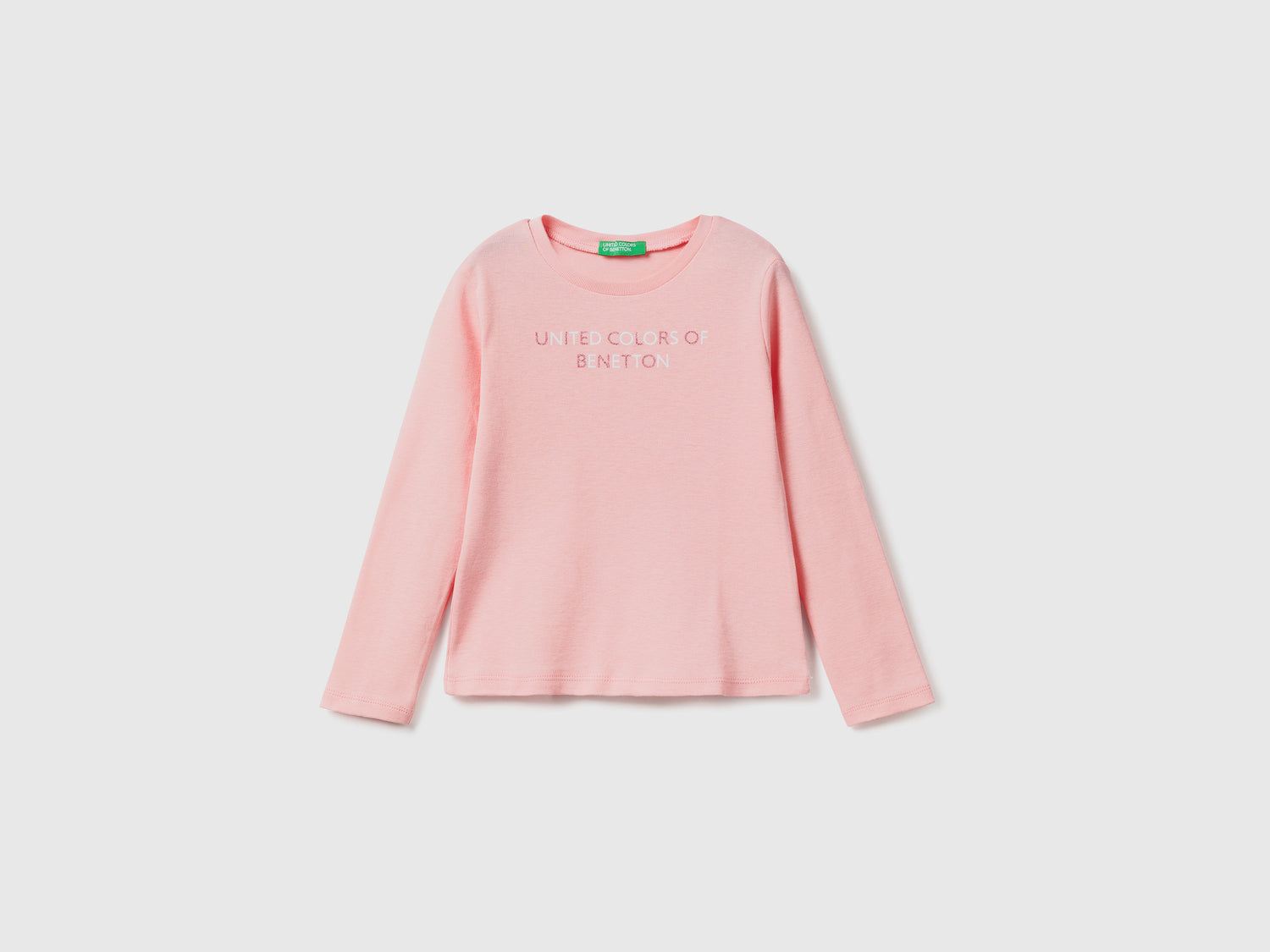 T-shirt in cotone bio con stampa glitter da bimba rosa | Benetton Outlet