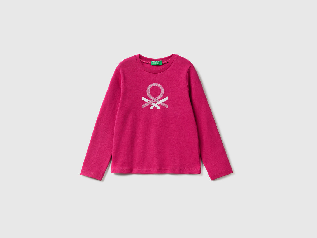 T-shirt in cotone bio con stampa glitter