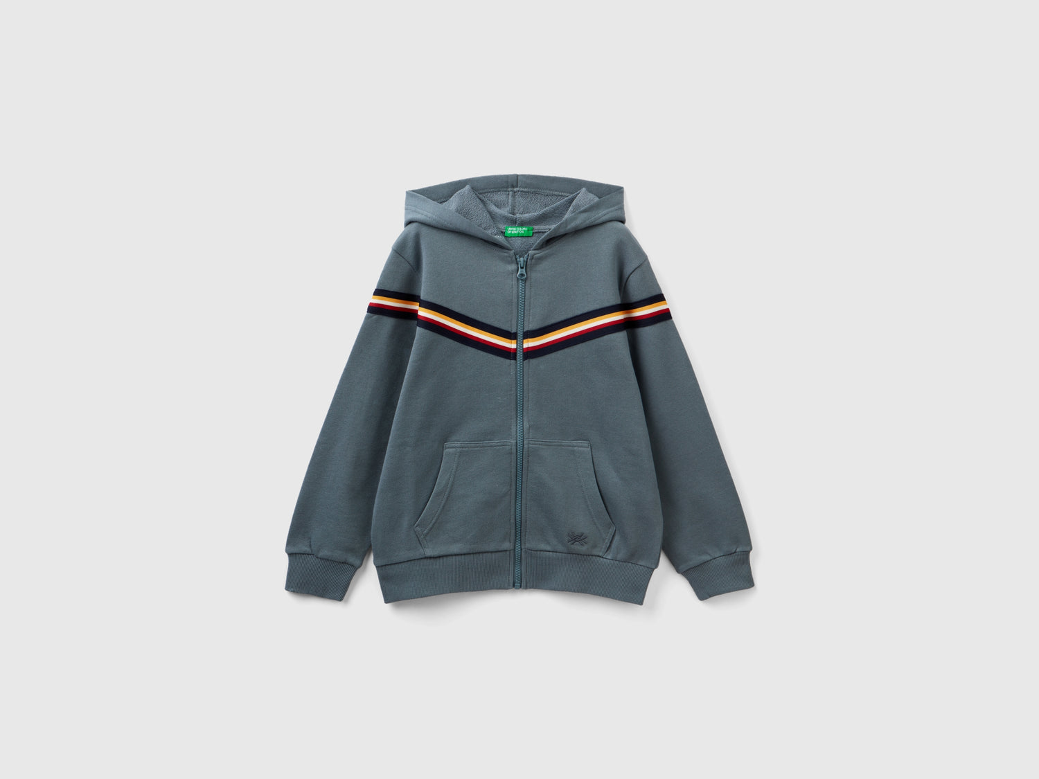 Felpa con dettagli a righe da bambino grigio scuro | Benetton Outlet