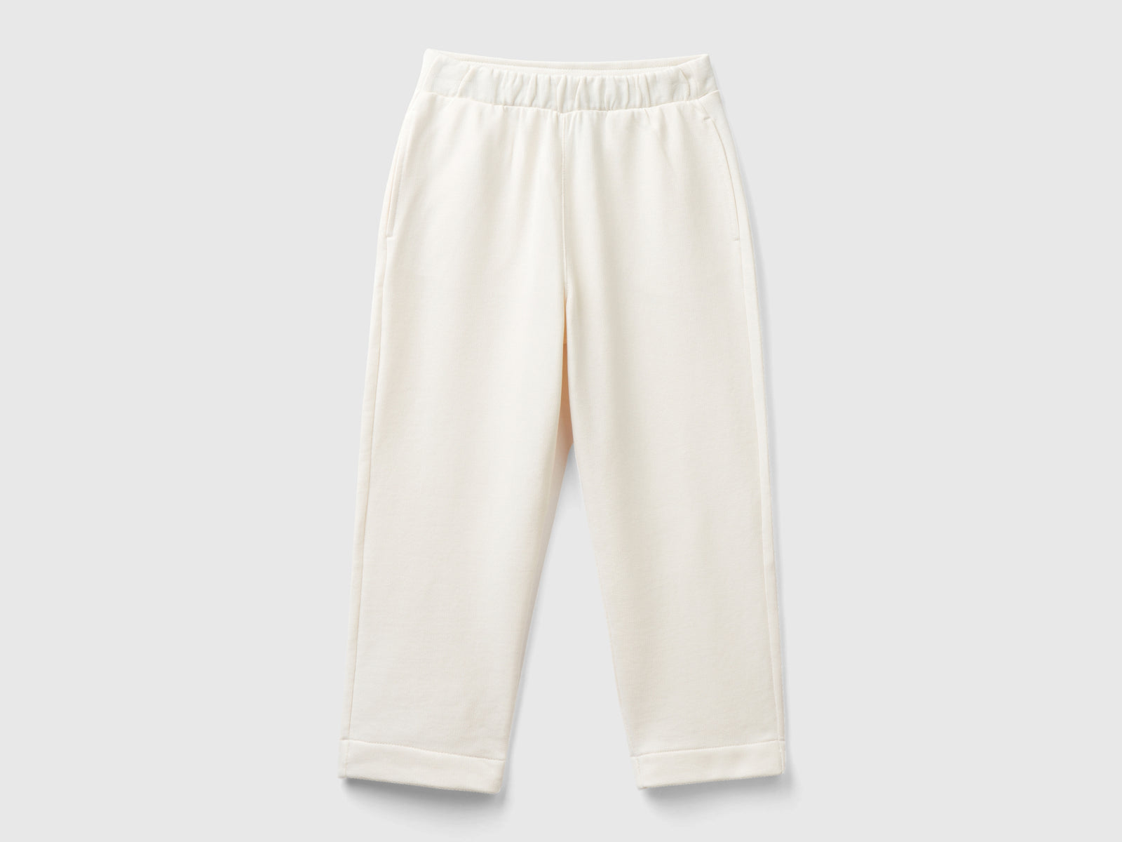 Pantalones de chándal de cintura alta da bambina bianco panna | Benetton Outlet