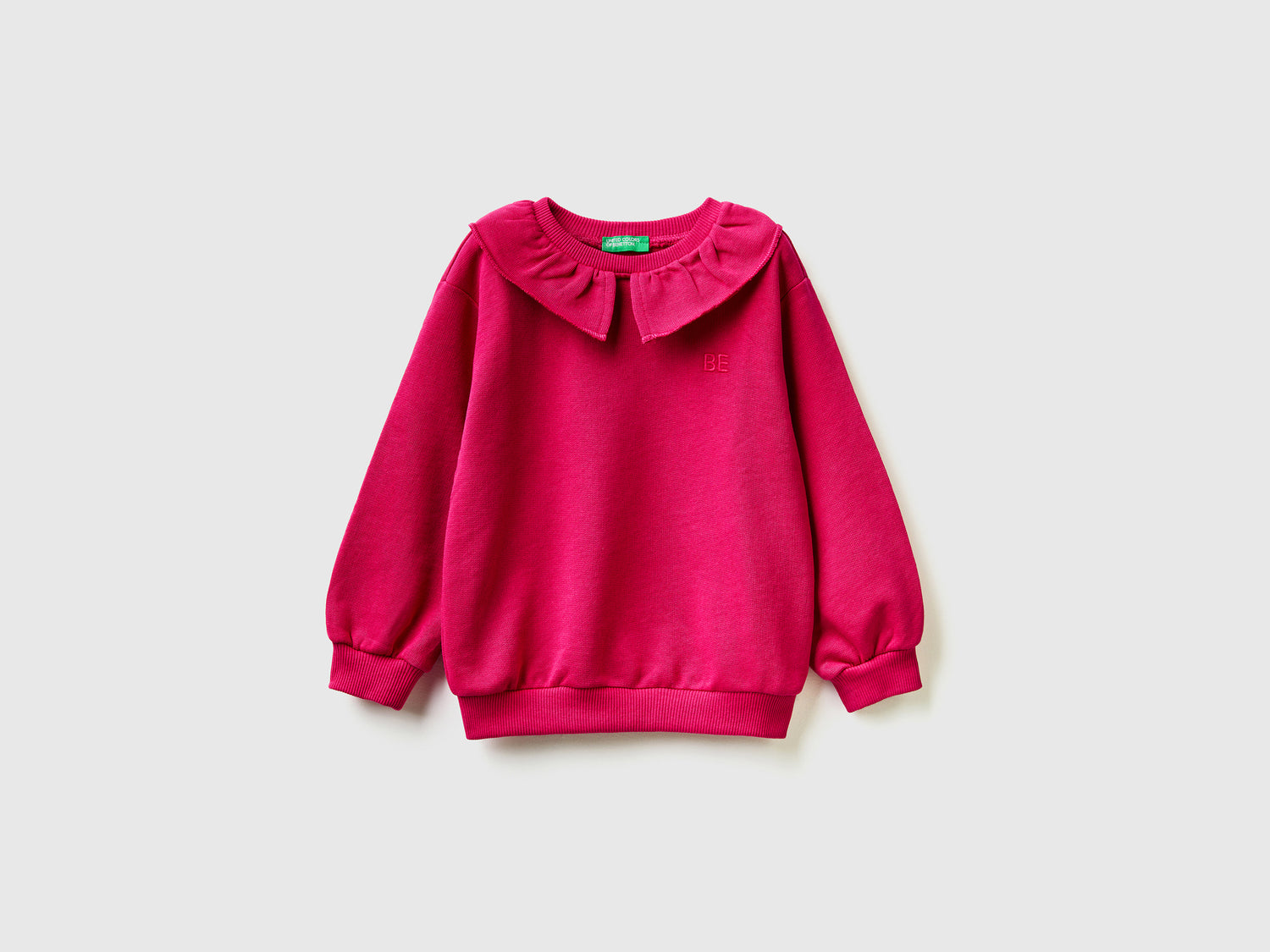 Felpa con colletto e ricamo "BE" da bimba ciclamino | Benetton Outlet