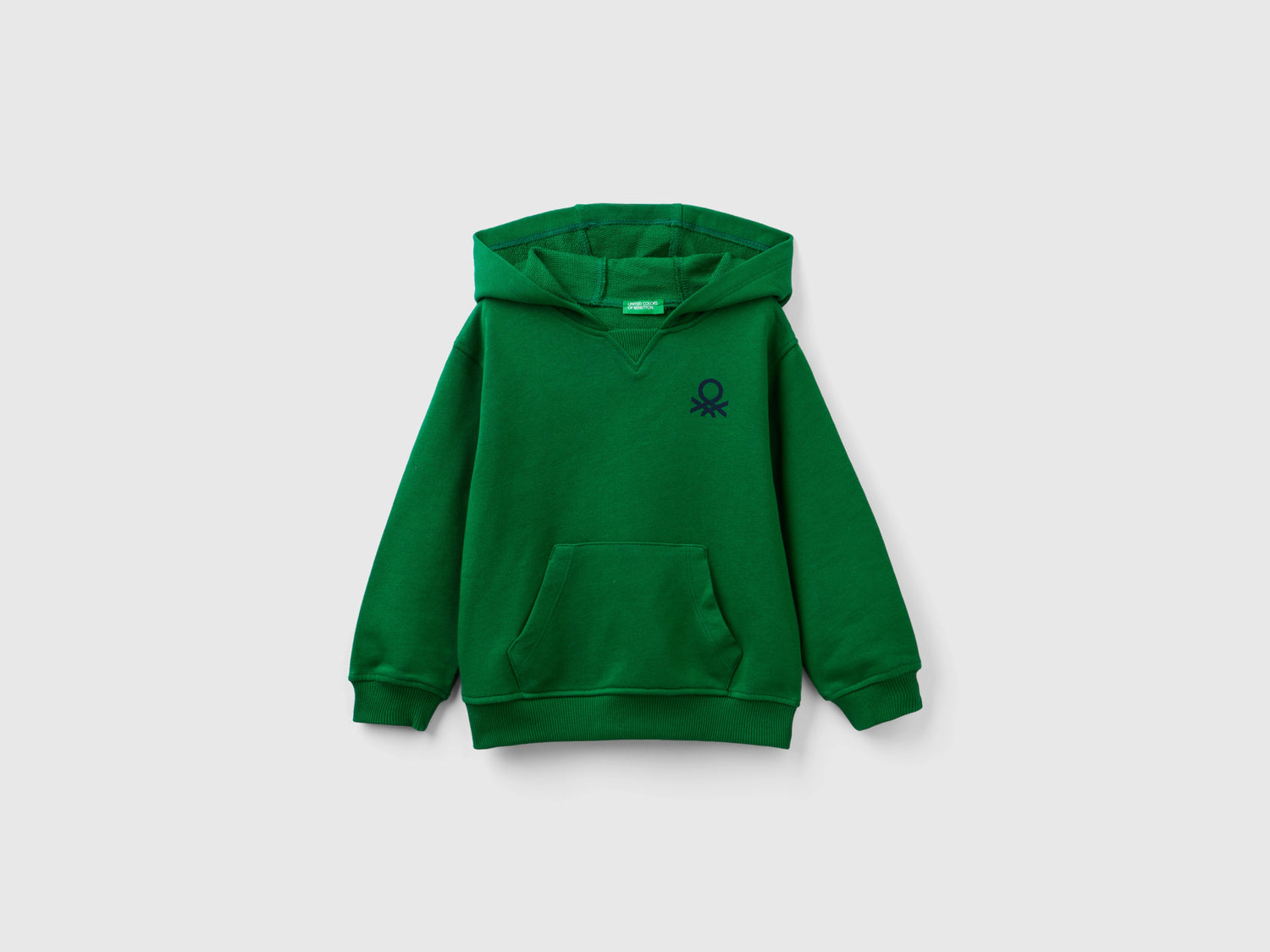 Felpa con cappuccio 100% cotone da bimbo verde | Benetton Outlet