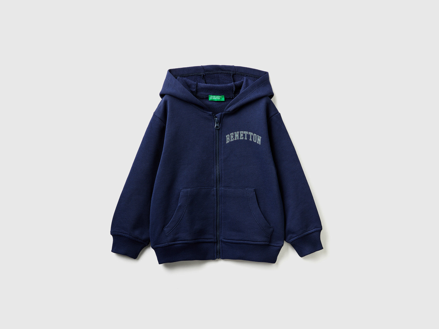 Felpa con logo e cappuccio da bimbo blu scuro | Benetton Outlet