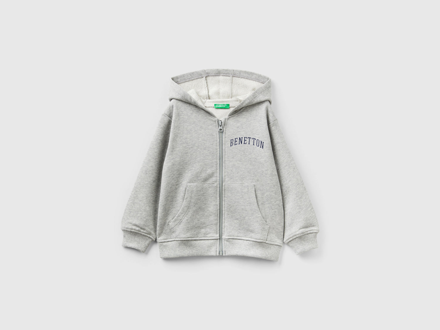 Felpa con logo e cappuccio da bimbo grigio chiaro | Benetton Outlet