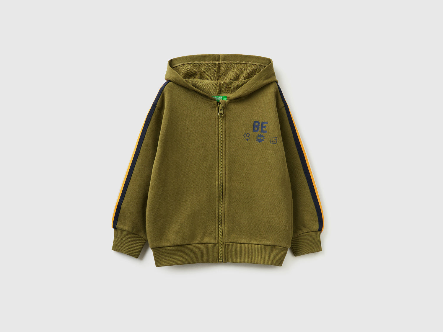 Felpa con stampa "BE" da bimbo verde militare | Benetton Outlet