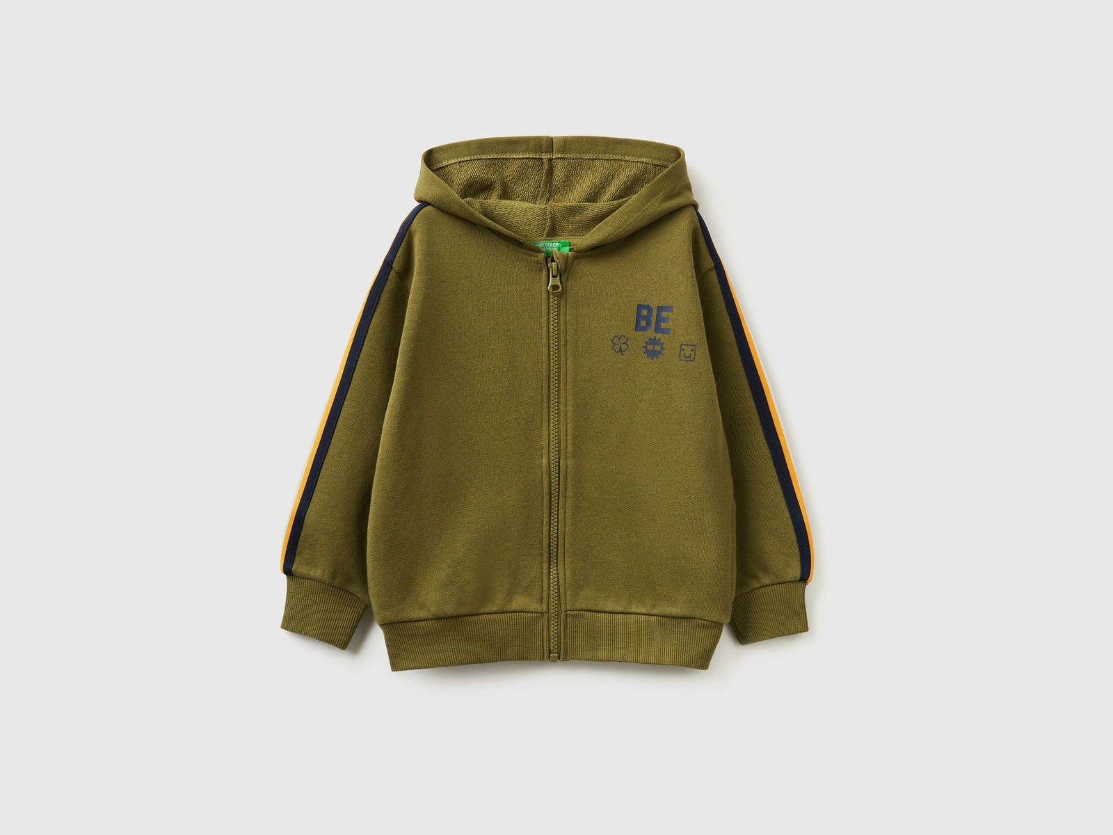 Felpa con stampa "BE" da bimbo verde militare | Benetton Outlet