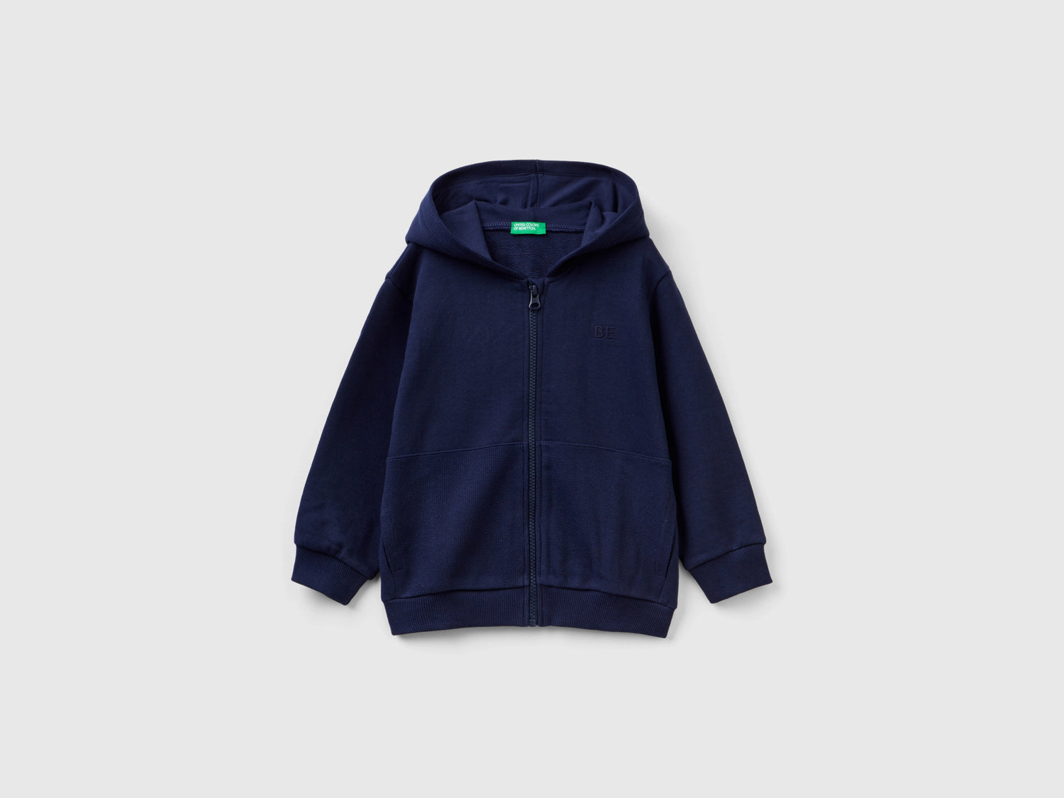 Felpa con zip e tasche da bimbo blu scuro | Benetton Outlet
