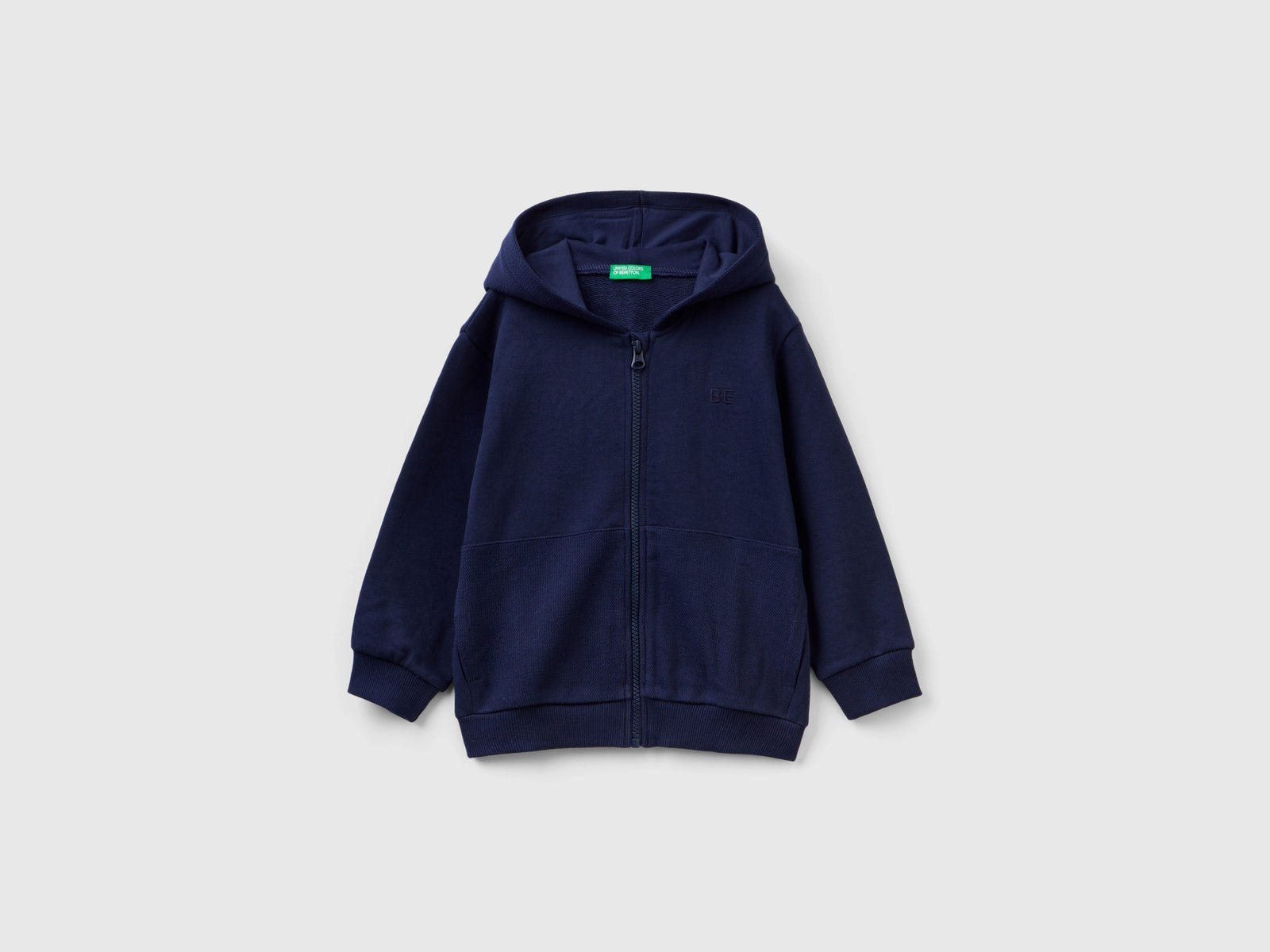 Felpa con zip e tasche da bimbo blu scuro | Benetton Outlet