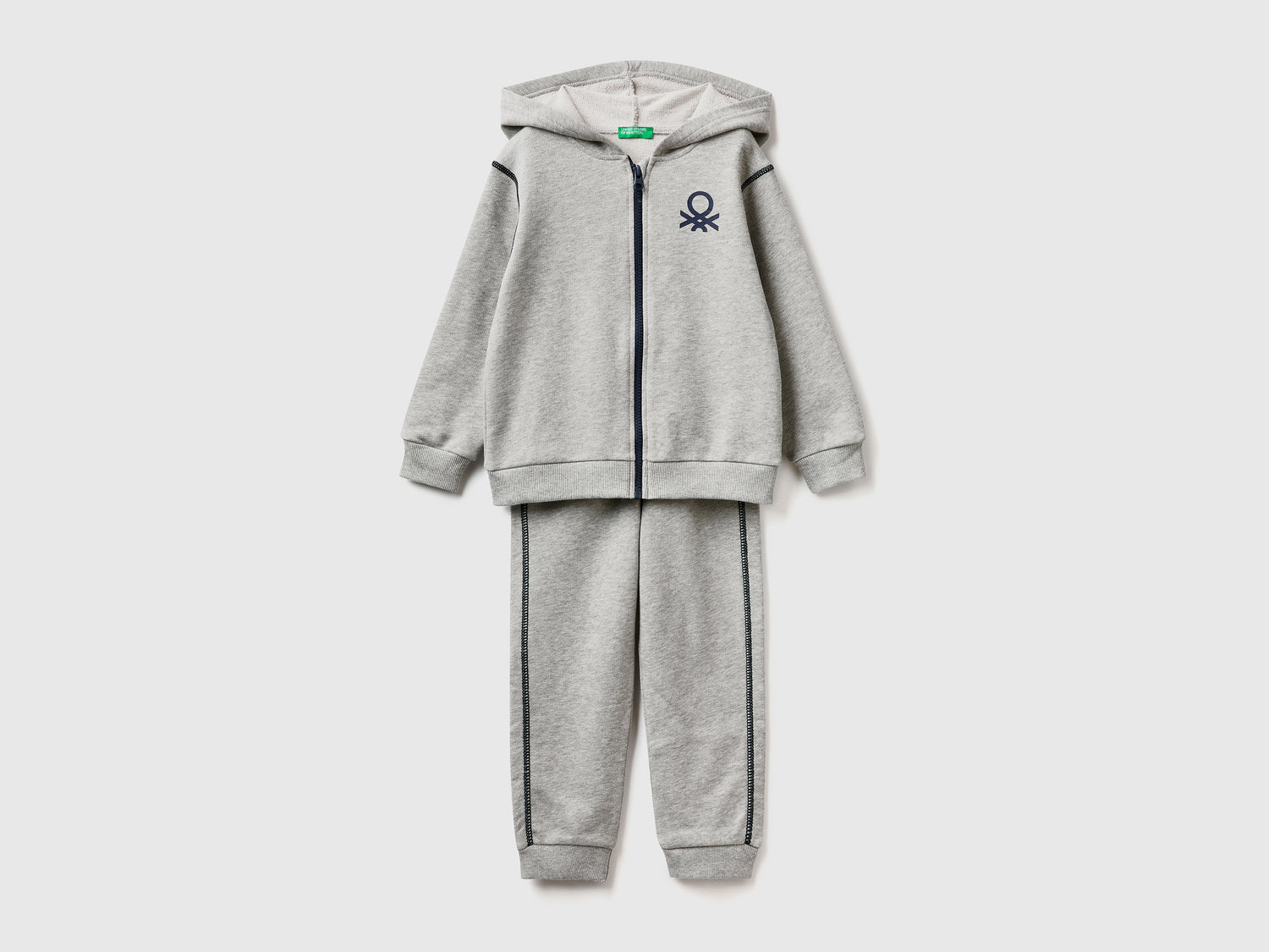 Tuta in felpa 100% cotone da bimbo grigio chiaro | Benetton Outlet