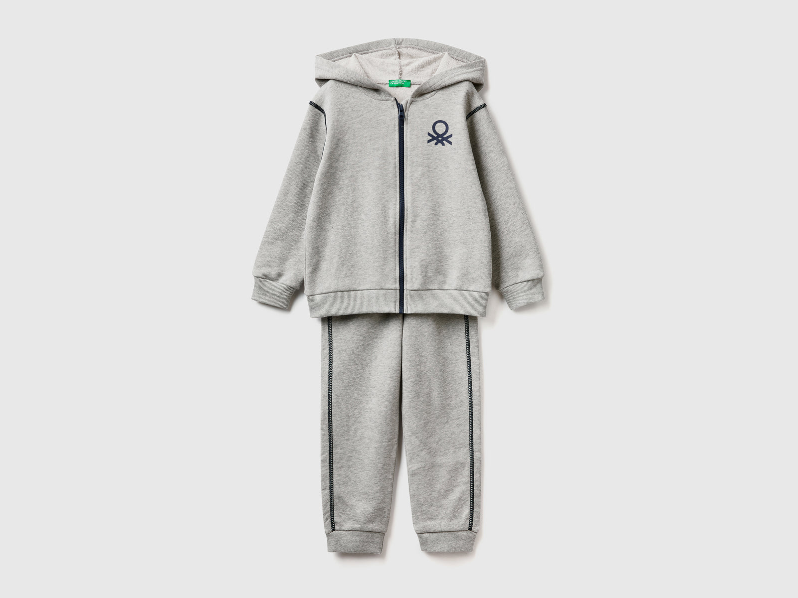 Tuta in felpa 100% cotone da bimbo grigio chiaro | Benetton Outlet