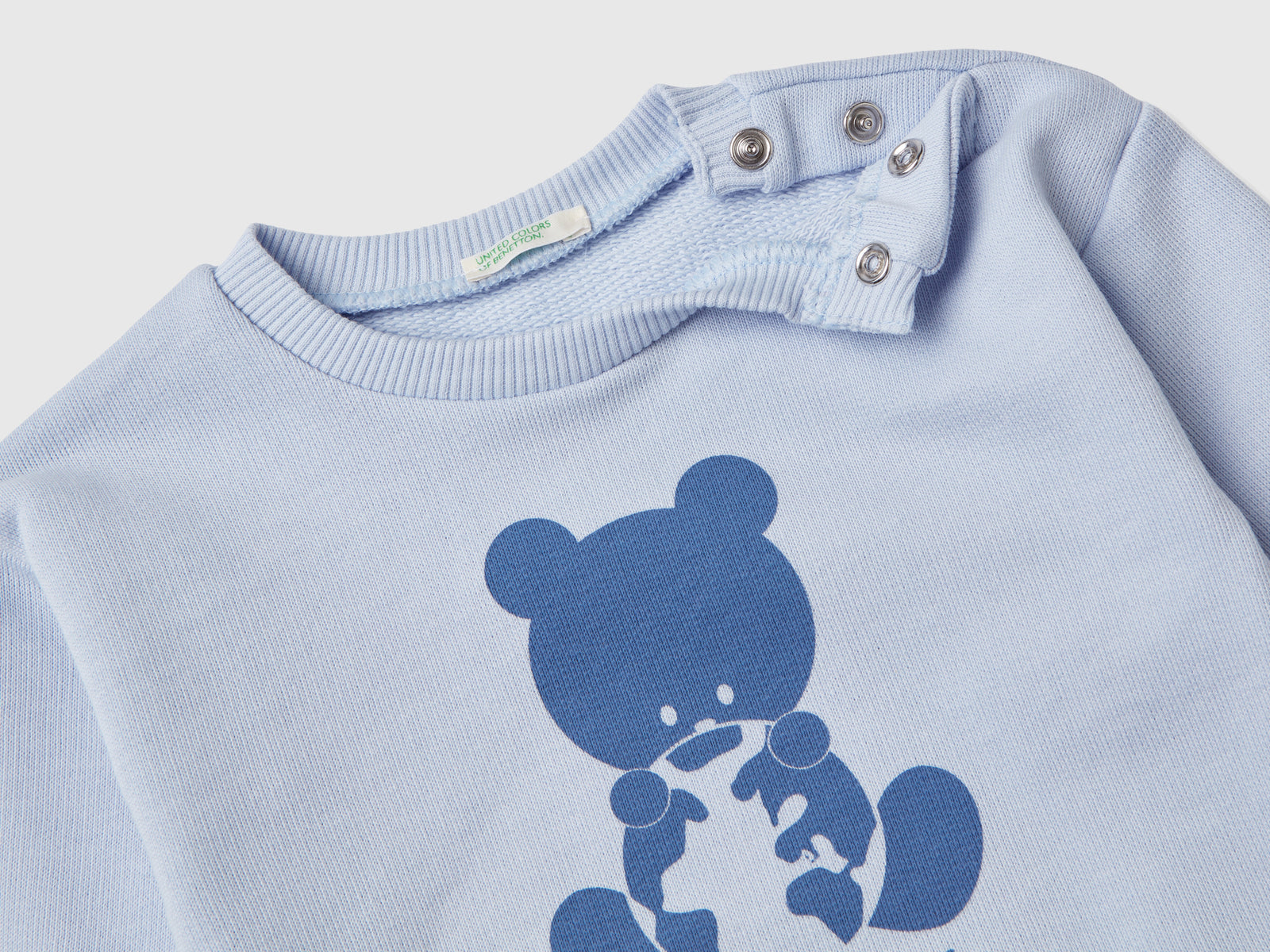 Felpa in cotone bio con stampa da neonato celeste 2 | Benetton Outlet