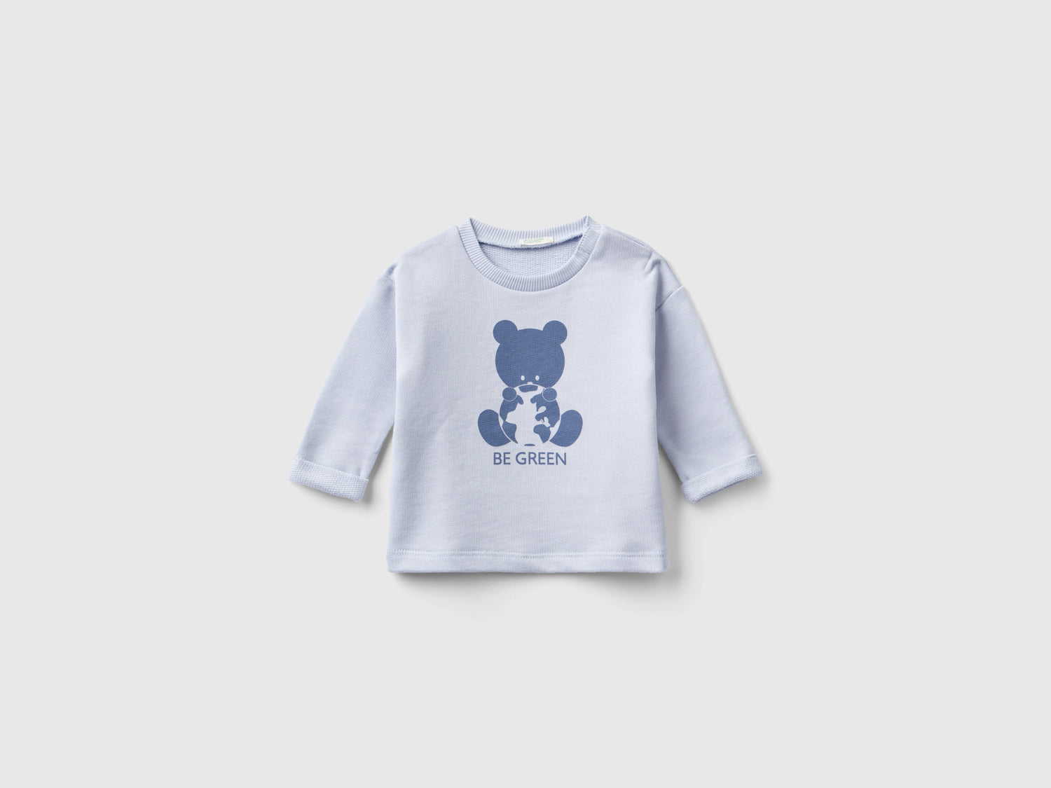 Felpa in cotone bio con stampa da neonato celeste | Benetton Outlet