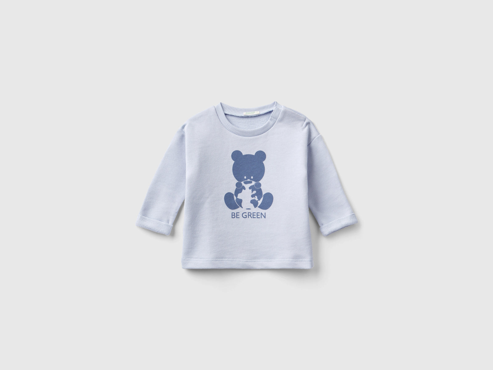 Felpa in cotone bio con stampa da neonato celeste | Benetton Outlet
