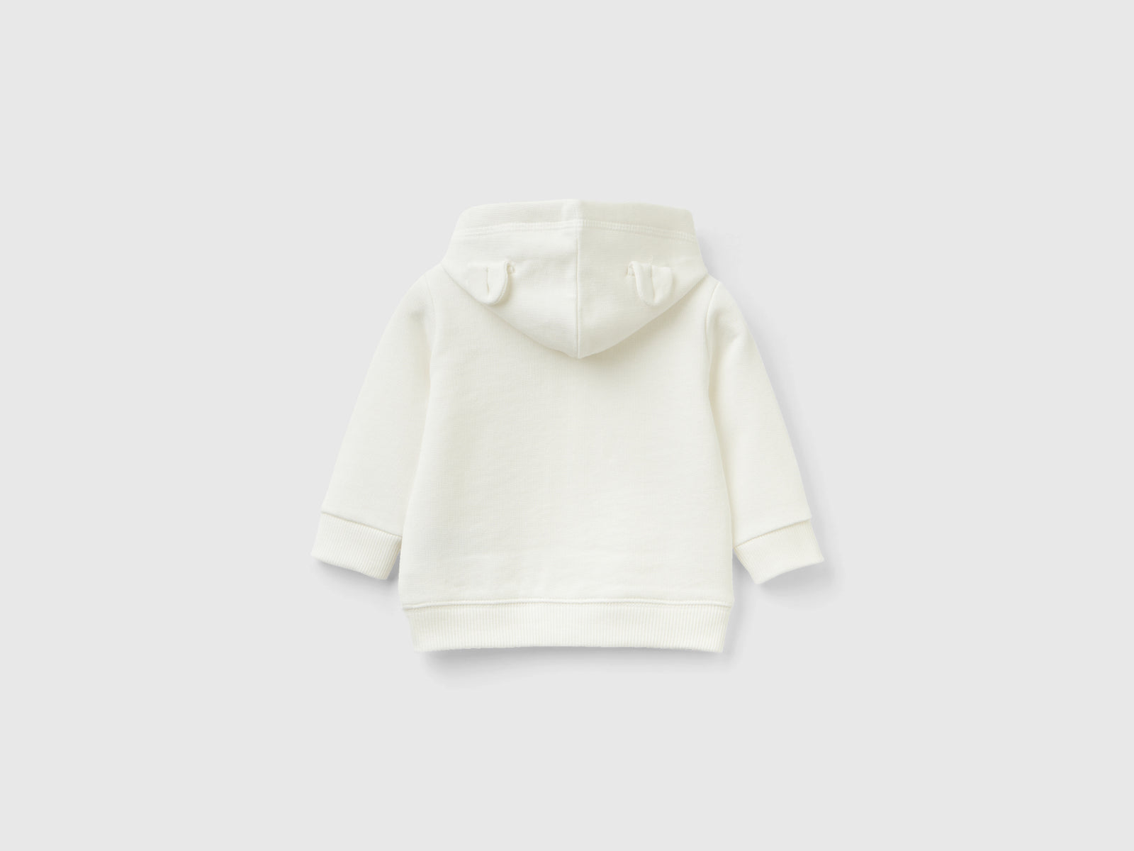 Felpa con cappuccio in cotone bio da neonato bianco panna 2 | Benetton Outlet