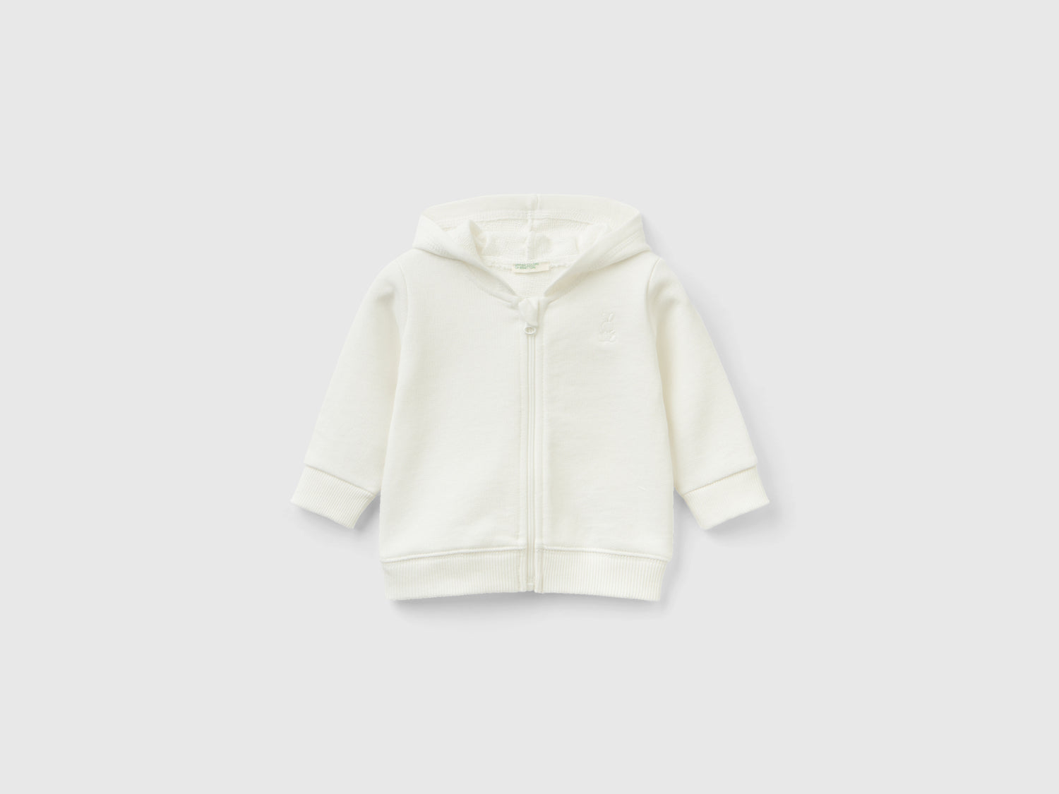 Felpa con cappuccio in cotone bio da neonato bianco panna | Benetton Outlet