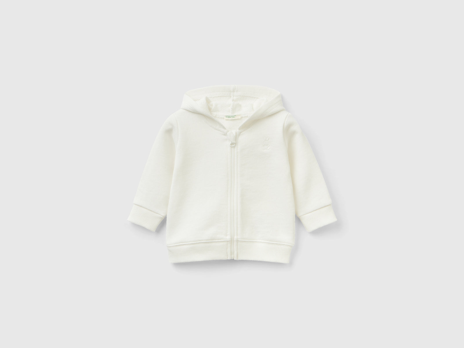 Felpa con cappuccio in cotone bio da neonato bianco panna | Benetton Outlet