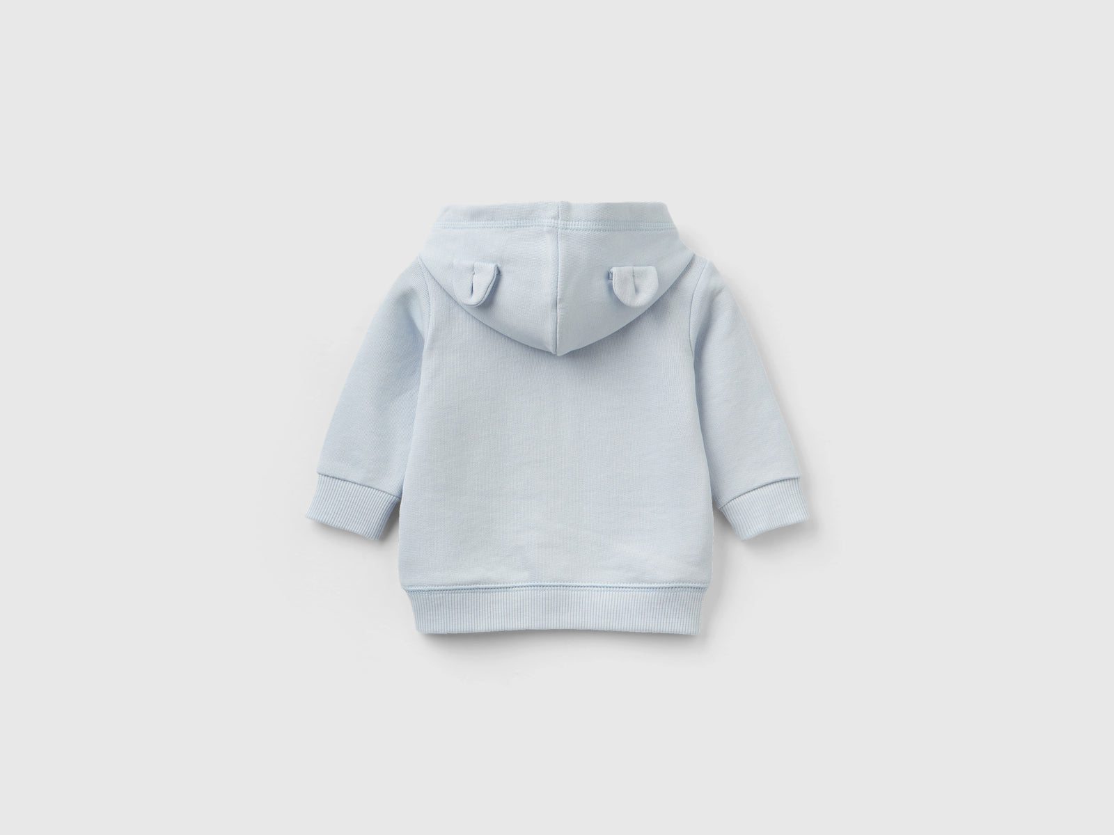 Felpa con cappuccio in cotone bio da neonato celeste 2 | Benetton Outlet