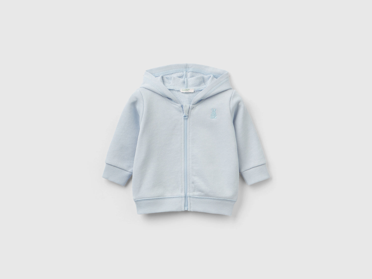 Felpa con cappuccio in cotone bio da neonato celeste | Benetton Outlet