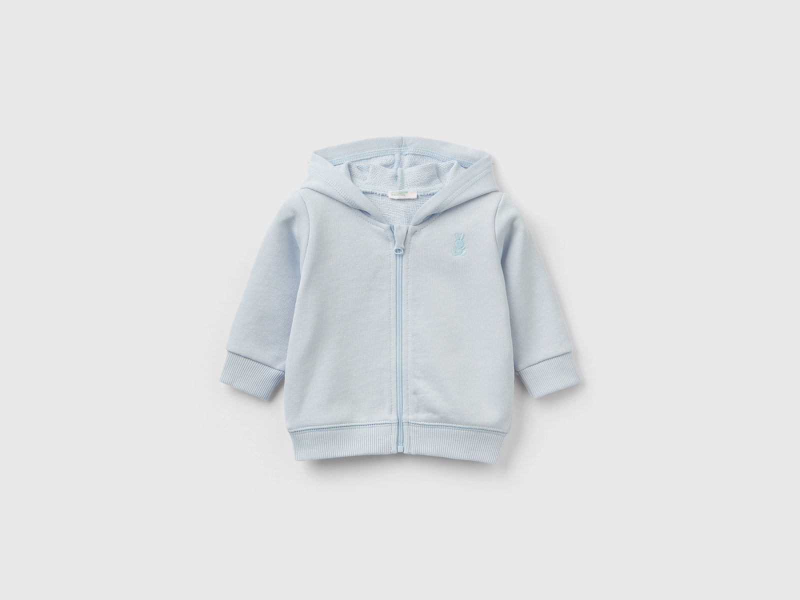 Felpa con cappuccio in cotone bio da neonato celeste | Benetton Outlet