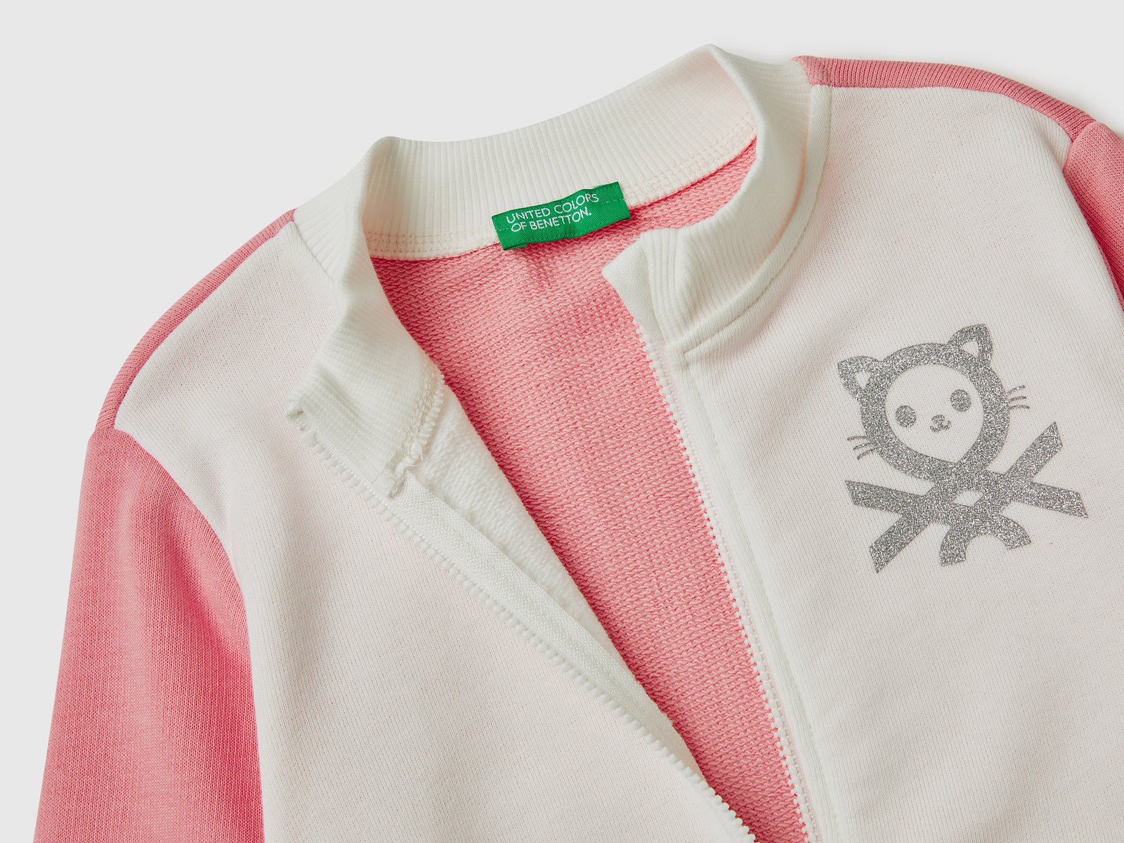 Organic cotton zip-up sweatshirt da bimba multi-color 3 | Benetton Outlet