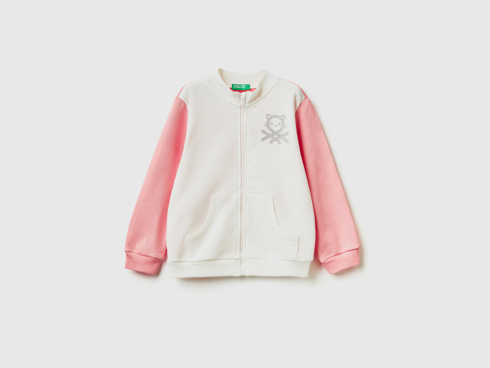 Organic cotton zip-up sweatshirt da bimba multi-color | Benetton Outlet