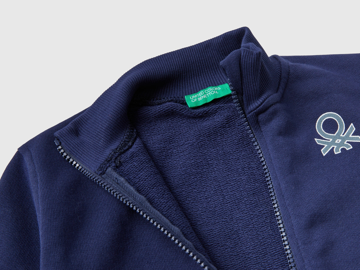 Felpa in cotone bio con zip