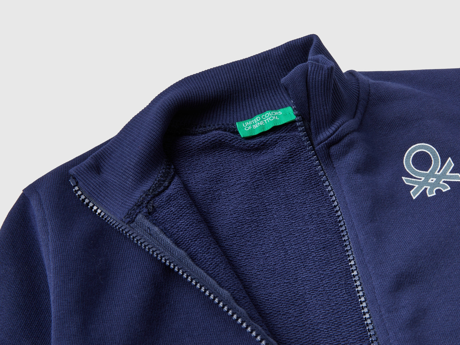 Felpa in cotone bio con zip da bimbo blu scuro 2 | Benetton Outlet