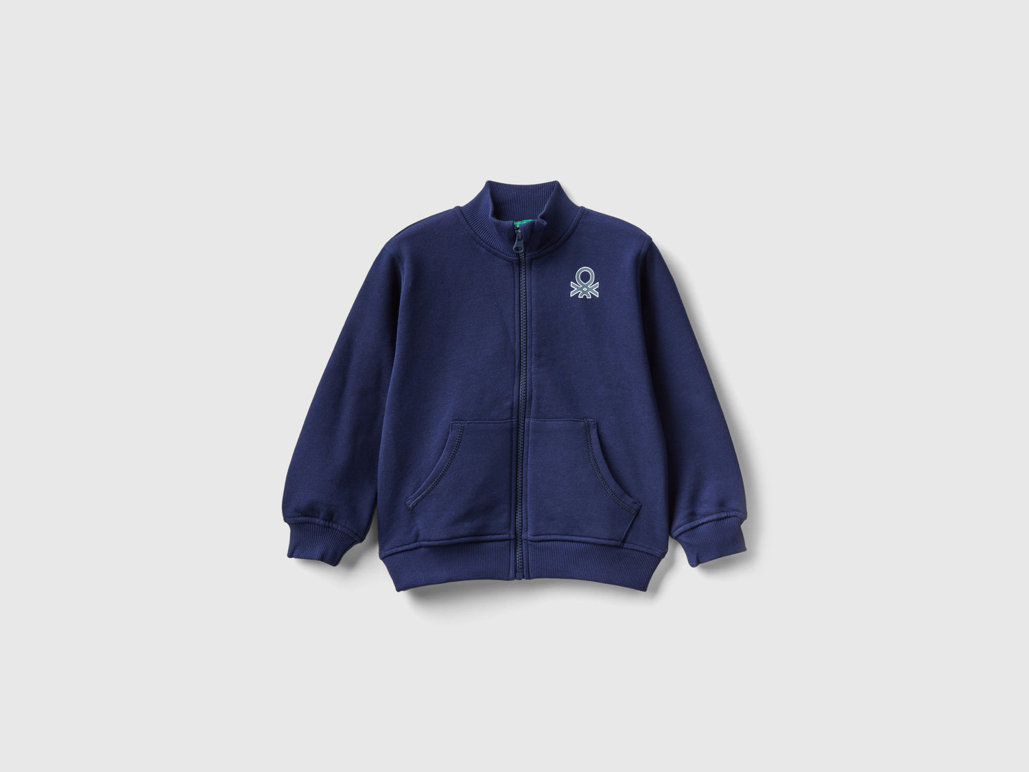 Felpa in cotone bio con zip da bimbo blu scuro | Benetton Outlet