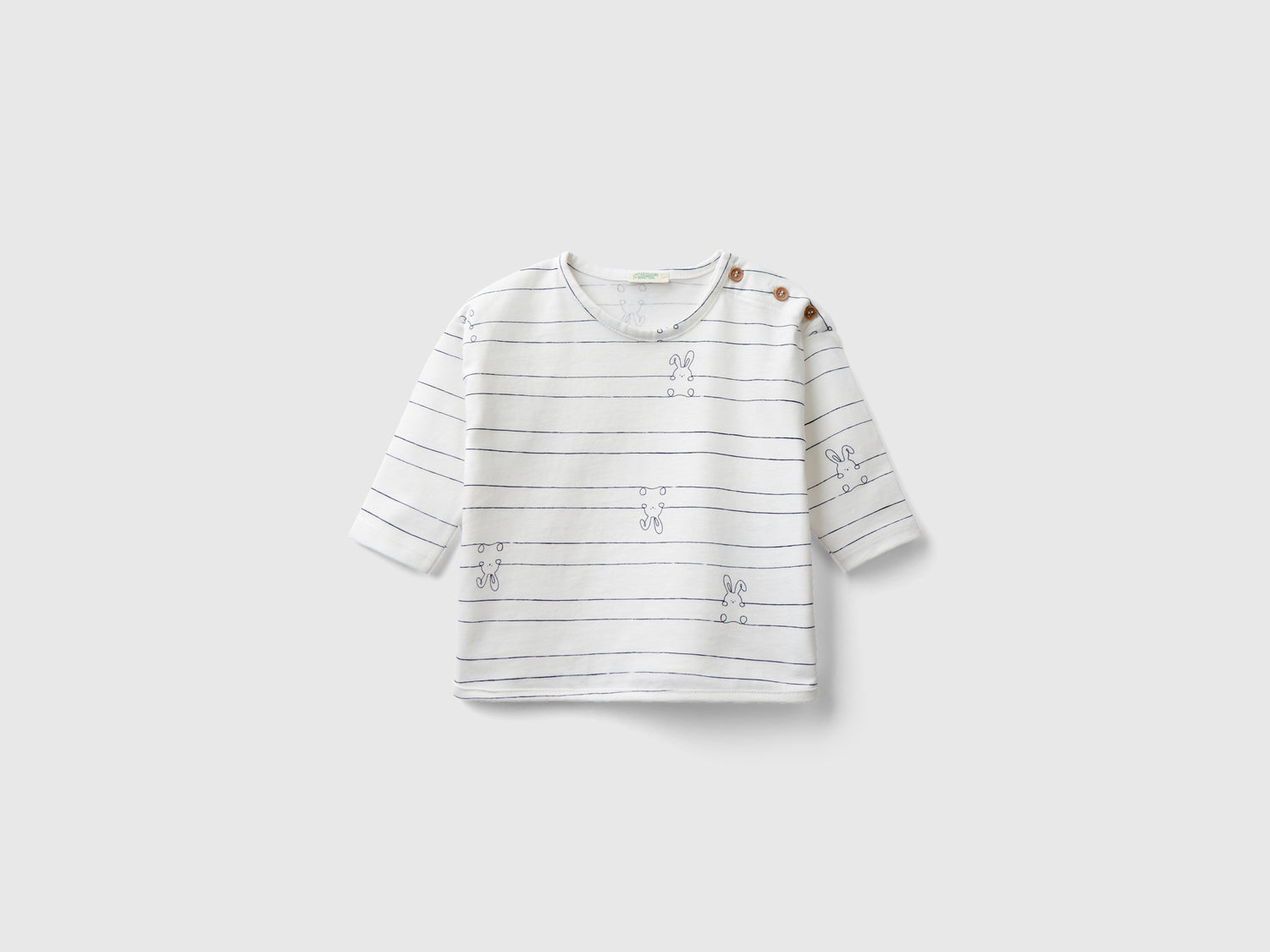 Maglietta fantasia a manica lunga da neonato bianco | Benetton Outlet