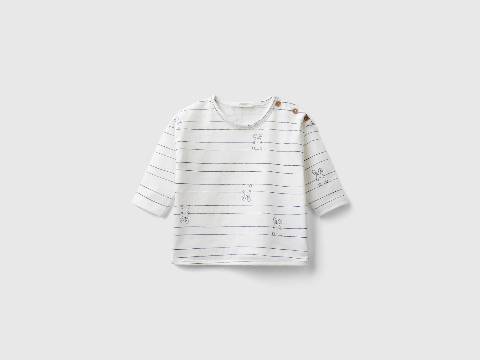 Maglietta fantasia a manica lunga da neonato bianco | Benetton Outlet