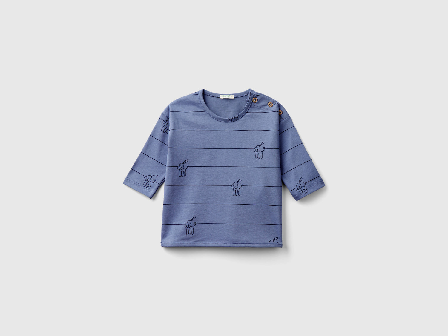 Maglietta fantasia a manica lunga da neonato blu scuro | Benetton Outlet
