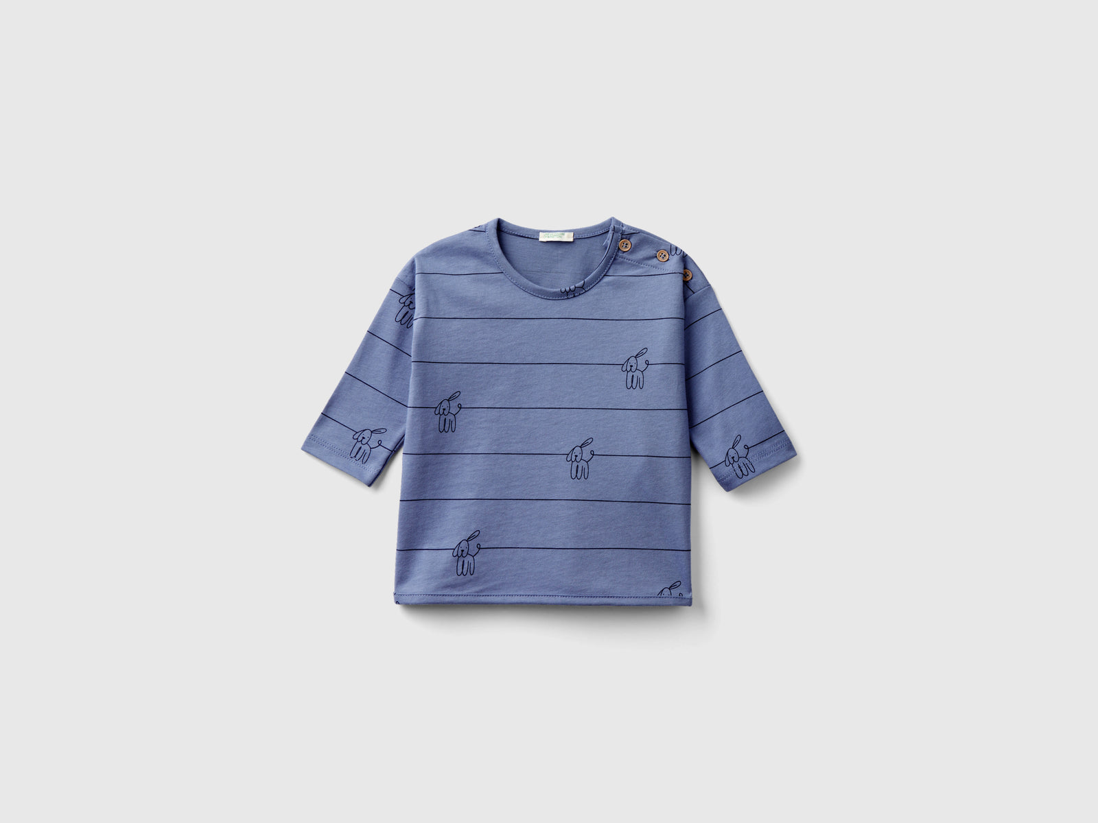 Maglietta fantasia a manica lunga da neonato blu scuro | Benetton Outlet