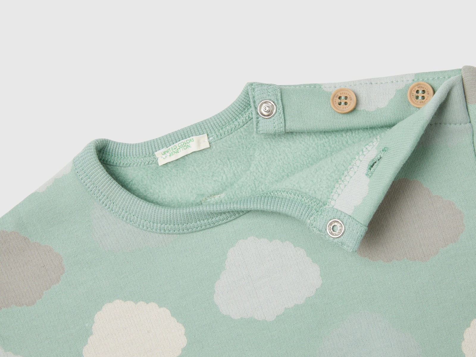 Felpa stampata foderata in ciniglia da neonato verde chiaro 2 | Benetton Outlet
