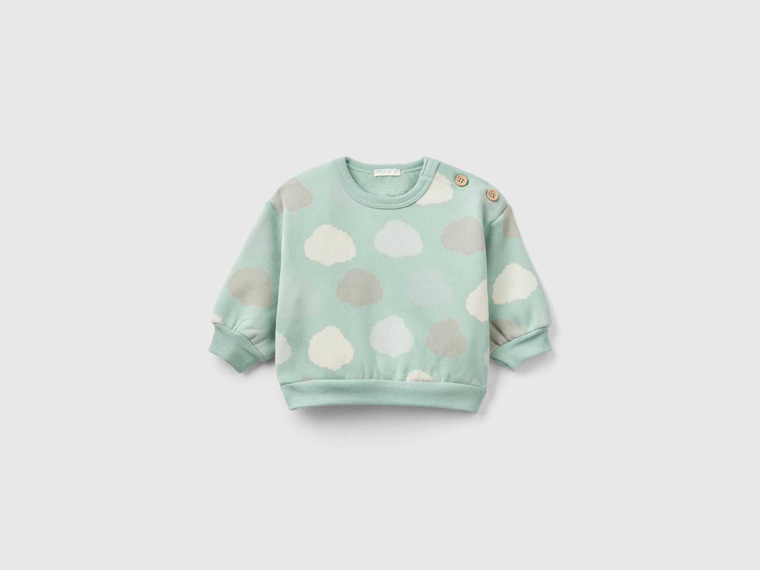 Felpa stampata foderata in ciniglia da neonato verde chiaro | Benetton Outlet