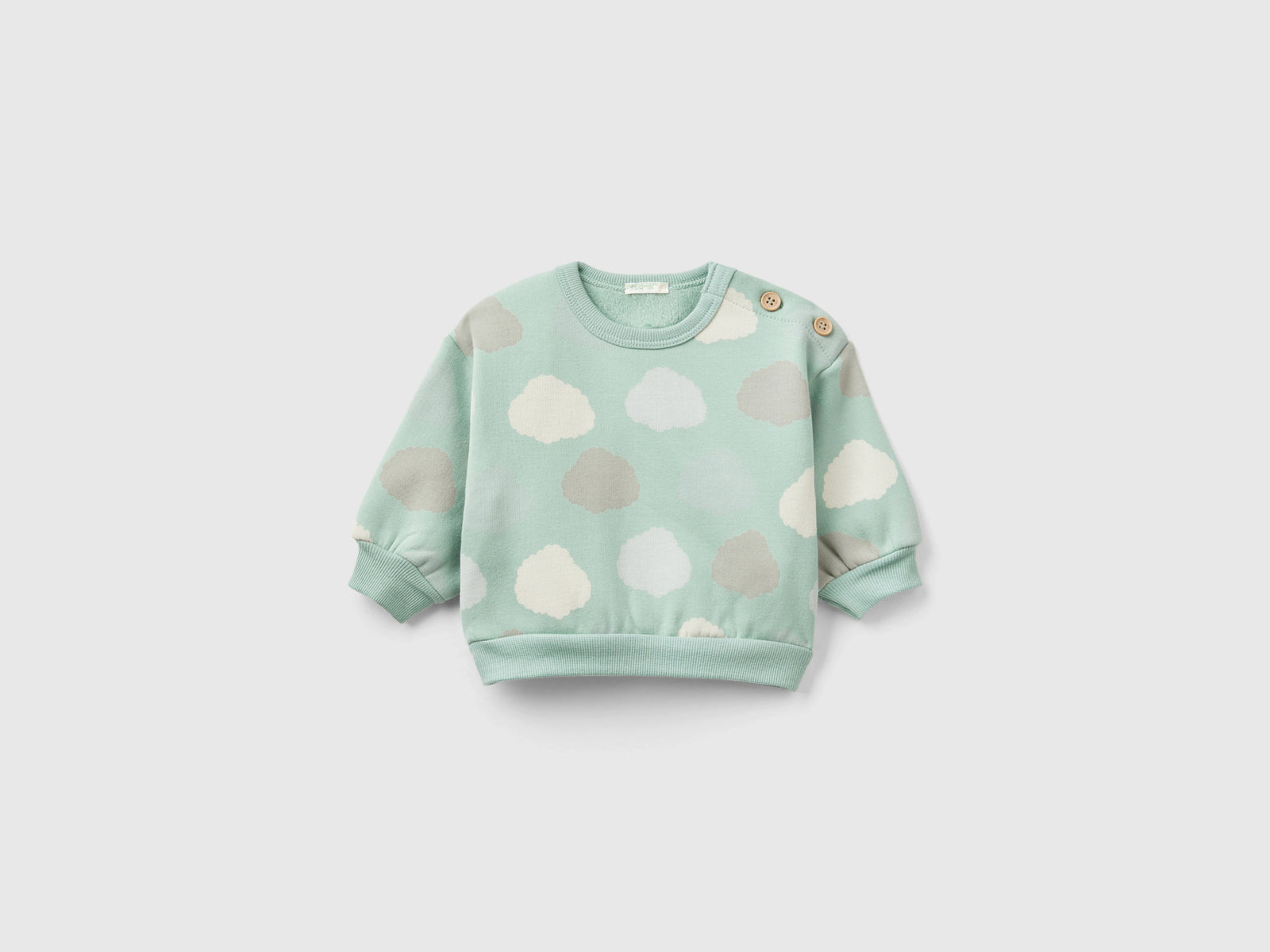 Felpa stampata foderata in ciniglia da neonato verde chiaro | Benetton Outlet