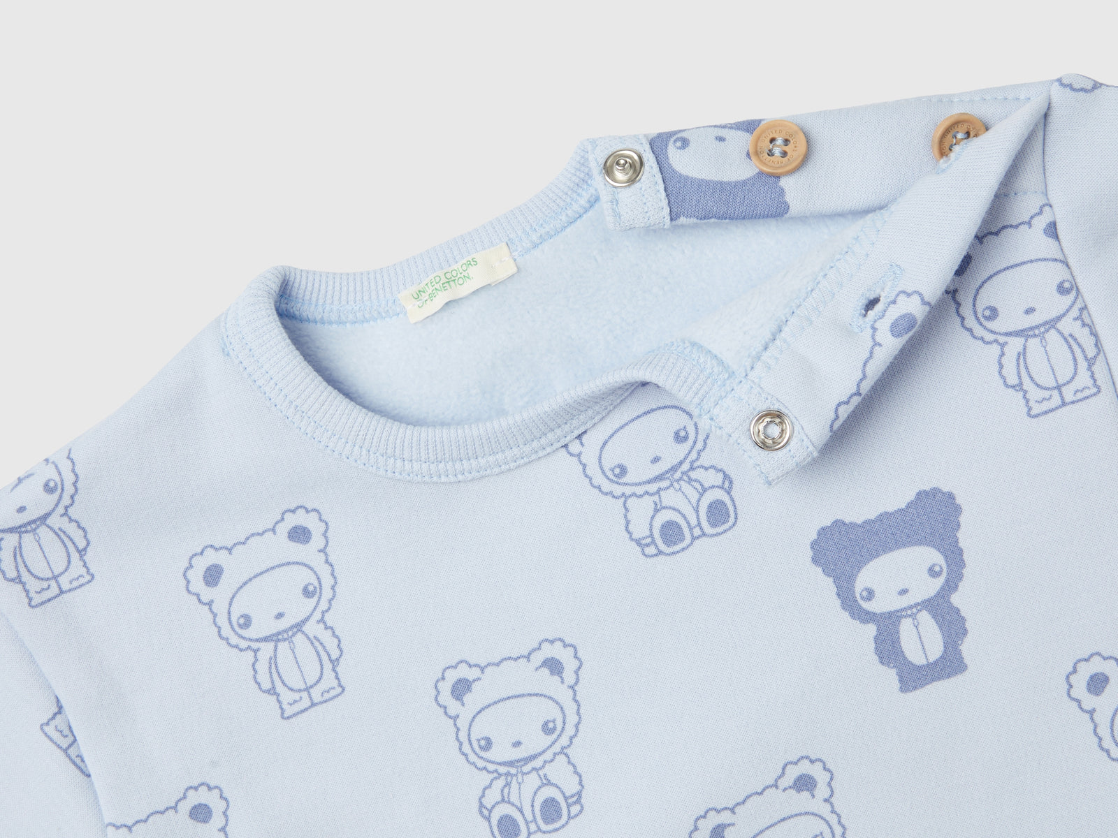 Felpa stampata foderata in ciniglia da neonato celeste 2 | Benetton Outlet