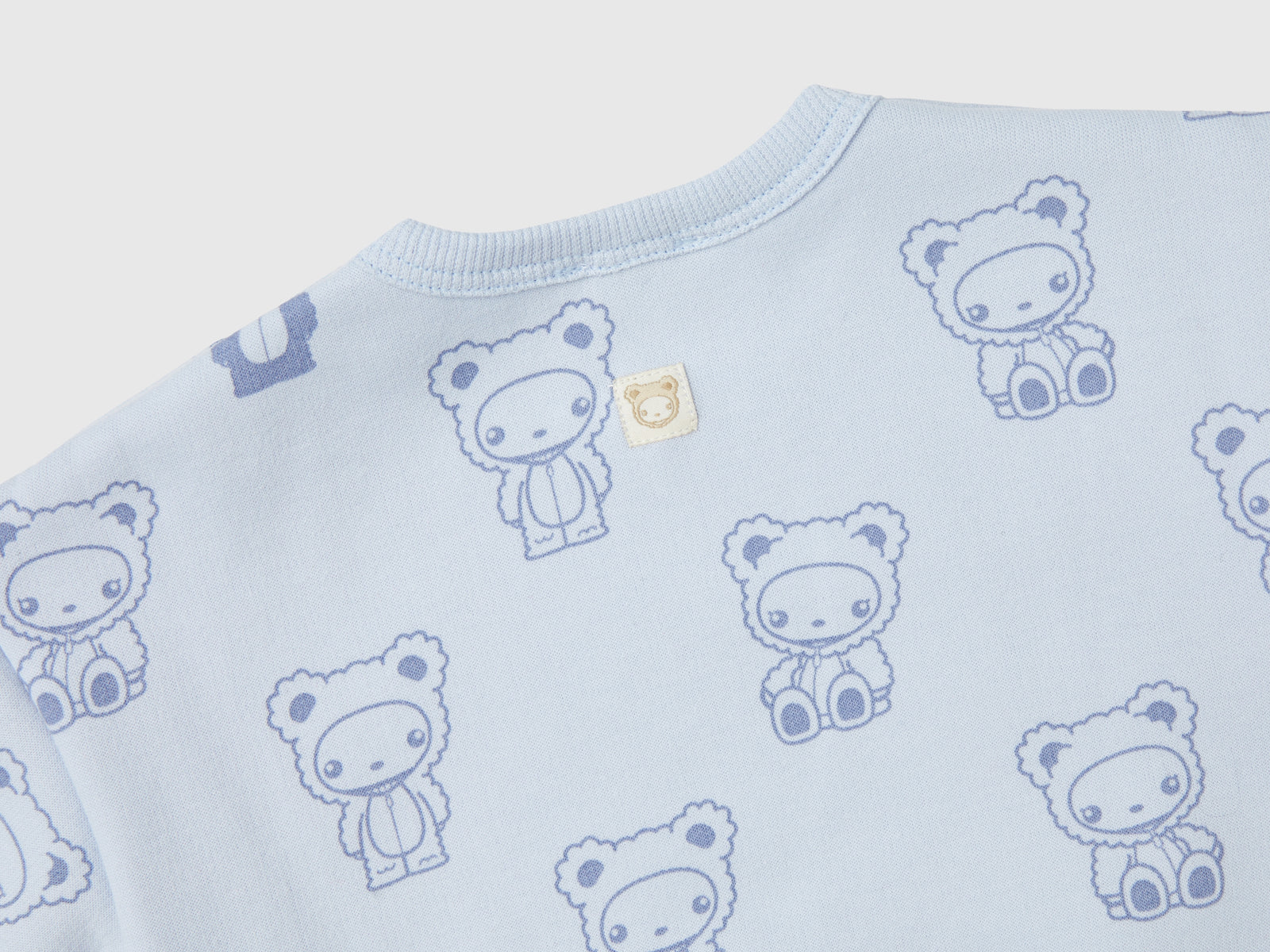 Felpa stampata foderata in ciniglia da neonato celeste 3 | Benetton Outlet