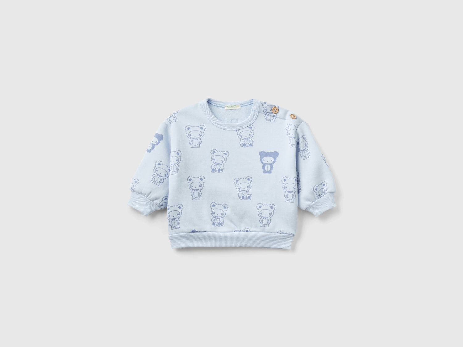Felpa stampata foderata in ciniglia da neonato celeste | Benetton Outlet